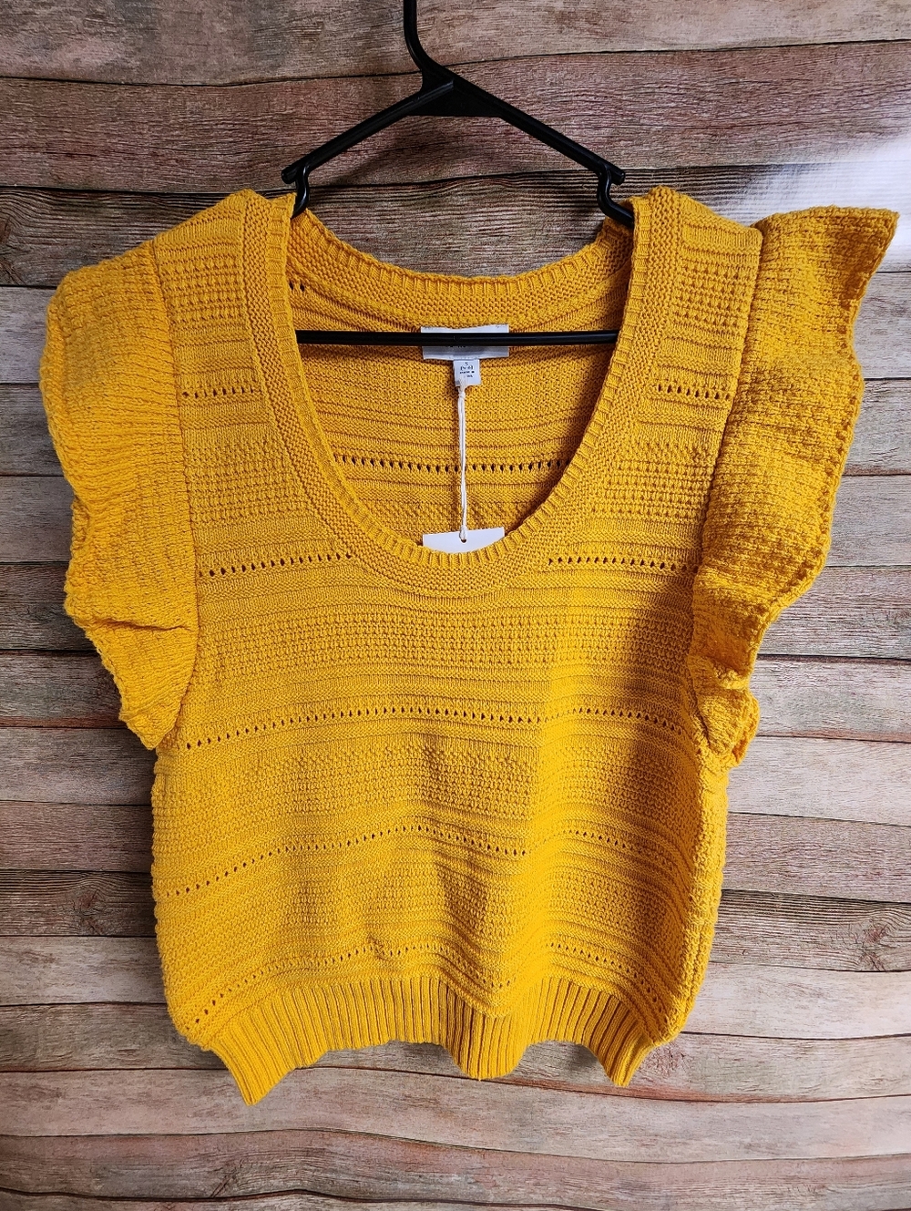 Free Assembly Sleeveless Ruffle Knit Tank Top in Yellow